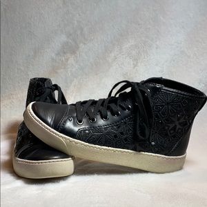 Sam Edelman Black Perforated High Top Sneaker